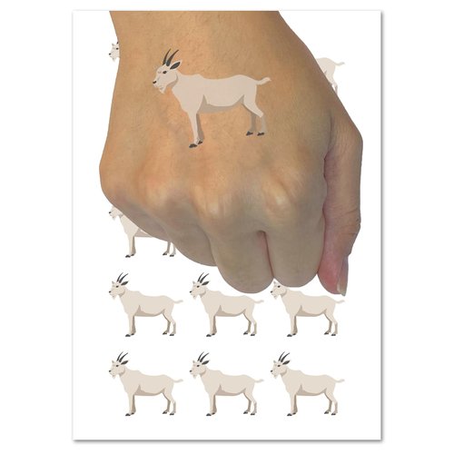 Goat Solid Temporary Tattoo Water Resistant Fake Body Art Set Collection - 15 2" Tattoos (1 Sheet)