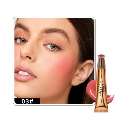 MAEPEOR Liquid Blush Stick Peach Cream Liquid Blush Wand Smooth and Lightweight Blendable Liquid Blush Stick With Cushion Applicator (3# Peach)