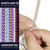 Ponytail Holders Elastic Hair Ties for Sports, Thick Hair Tie Scrunchies No Damage Long Strong Braided Pony tails Hair Ties for Wind Water for Long Thick Curly Thin Fine Hair (1pc-35" Purple+Green)