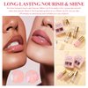 Hulyfw 3Pcs Glitter Lip Oil,Moisturizing Lip Glow Oil Big Brush Head Long Lasting Hydrating Shimmery Transparent,Glass Lip Glow Oil Non-sticky Shiny Primer Plumping Lip Gloss