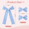 DEEKA Blue Cotton Linen Hair Bows 2 Sizes 5"&3.5" Soft Hair Bow set for Toddler Girls Long Ponytail Knot Bows Alligator Clip Hair Accessories for Little School Girls (Blue)