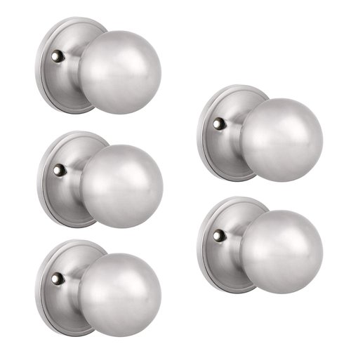 Probrico(5 Pack Round Satin Nickel Single Dummy Door Knobs, Individual Non-Turning Dummy Door Knob Single Side, Interior Door Knobs, Easy Installation