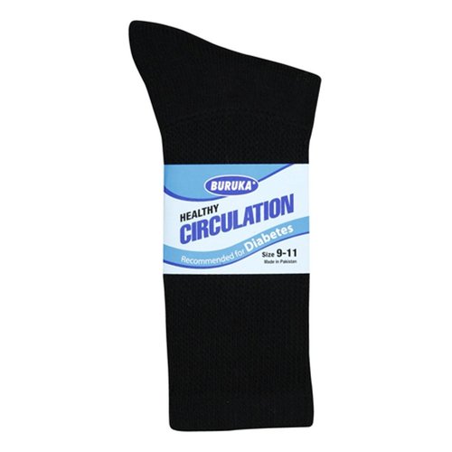3 Pairs Men Healthy Circulation Diabetic Crew Socks (9-11 (Shoes sizes 8-10), Black)