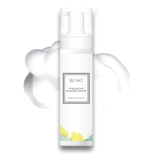 BU:NiO pH Balancing BHA Bubble Cleanser(6.76oz /200ml- Foaming Facial Cleanser with Mildly Acidic pH 5.5, Rich Foam Cleanser, Dermatologically Tested,Melts Away Dead Skin Cells, Soothing, K-Beauty