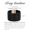 Long tiantian Black Bracelets for Woman Black Jewelry Bohemian Bangle Leather Bracelet for Women Wide Edge Bracelet Rhinestone Wide Bracelet for Teen Girls Leather Wrap Cuff Bracelet(black)