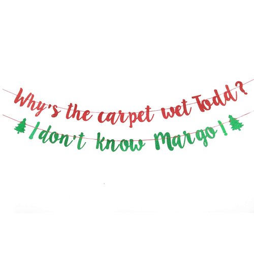 Why is The Carpet All Wet Todd Banner, Glitter Ugly Sweater Party Decorations Banner, Christmas V...