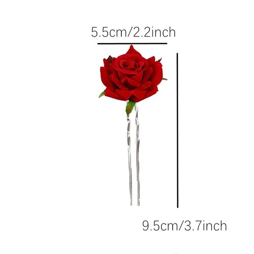 Rose Flower Hair Clips, 4PCS Small Red Rose Hair Clip, Bridal Hair Pins Flower for Women Wedding Halloween Party(Red)