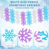 Yeaqee 4 Pcs 10.33 ft Snowflake Banner Garland White Blue Purple Glitter Hanging Garland Winter Party Decorations for Christmas Holiday Party Birthday Carnival