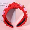 YAHPERN Valentine’s Day Headband for Women Red Pink Heart Knotted Headband Jeweled Rhinestone Crystal Wide Top Knot Hairband Valentine’s Day Hair Accessories Holiday Gifts (Letter Heart)