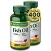 Nature's Bounty Fish Oil, Dietary Supplement with 360mg Omega-3, Supports Heart Health, 1200mg, 200 Softgels (Pack of 2)