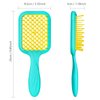 SHINLEA Vented Detangler Hair Brush for Curly Thick Hair, Women Hairbrush with Soft Wave-Shaped Bristles, Curl Detangling Brush for Swimming Beach (Yellow & Blue)