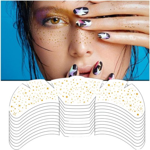 Jemattely Gold Glitter Freckles Face Tattoo Makeup Patch Freckle Makeup Faux Freckles Waterproof Temporary Tattoos Cute Glitter Makeup Accessories For Women-10 Count