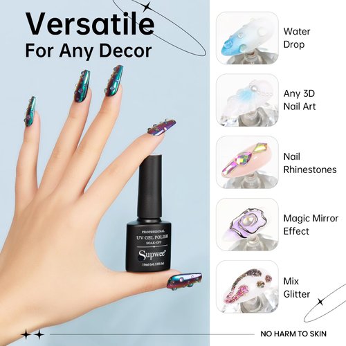 SUPWEE Clear 3D Nail Gel Sculpting Gel for Nail Art Water Droplet Gel Nail Polish for Nail Rhinestone Nail Craving Gel Paint for Home Manicure DIY Soak Off UV Gel Drawing Molding Nail Art Glue