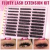 Fluffy Lash Extension Kit 60D+80D+100D Lash Clusters Thick Eyelash Extension Kit 10-18mm Individual Lashes Kit 300PCS Eyelashes Extension with Bond and Seal and Lash Extension Tweezers by TNFVLONEINS