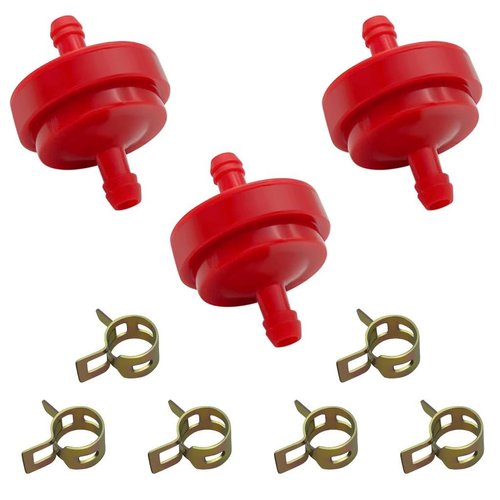Strongthium Lawn Mower 1/4 Inch ID Inline Gas Fuel Filter Replacement for Briggs Stratton 298090 298090S 298090 394358 394358s 56679 56679MA 7014359YP x3 with Fuel Clamps x6