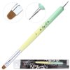Ivy-L Premium 2 Ways French Gel Acrylic Nail Art Kolinsky Brush with Dotting Tool for Professional Manicure Nail Art Design Cuticle Clean-up + Lime Green Wood Handle (Size 8)