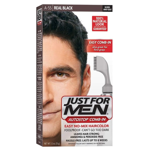 Just For Men AutoStop Men's Comb-in Hair Color, Real Black 1.2 Ounces Each (8)