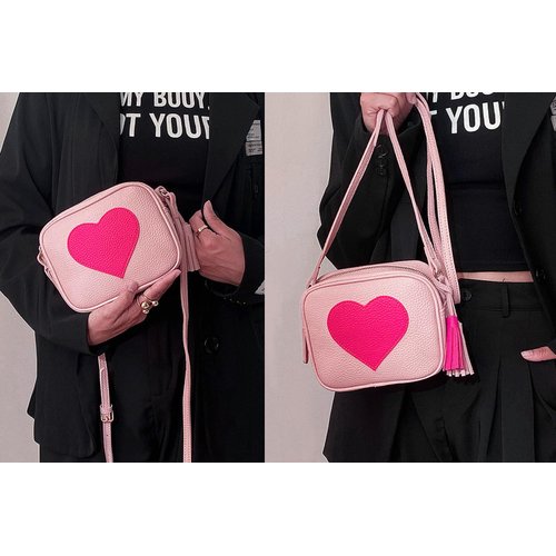 PRLINJSK Little Girls Purse, Kids Heart Purse, Cute Crossbody Bag with Small Teens Girls Wallet Gift (Pink)