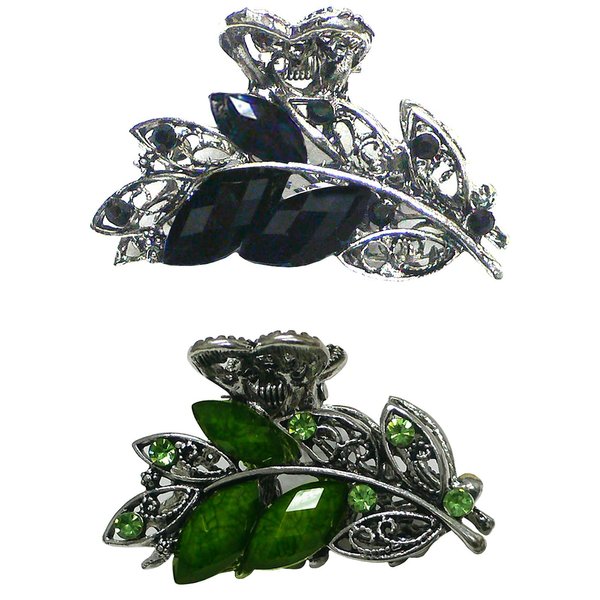 JCGY Set of 2 Metal Jaw Clips Small Hair Claw Clips U86420-1521blackOlivine