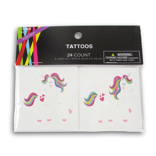 Unicorn Party Favors - Temporary Tattoos - 24 Cute Square Tattoos