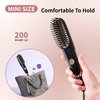 Doortian Mini Hair Straightening Iron with Built-in Comb for Travel, Portable Hair Straightener Brush, Ionic Hot Comb Straightener for Women (Black)