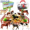 Farm Animals Figurines Toys, 53PCS Realistic Plastic Farm Playset with Fences Soil Building Blocks, Farm Figures Learning Educational Toys for Boys Girls, Toddlers Cupcake Topper Birthday Set