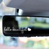 3x Hello Beautiful Rearview Mirror Decal,Vinyl Car Decals For Women,Vanity Mirror Stickers,Girl Car Decal Gifts,Car Window Decal,Car Mirror Sticker,Car Window Decal, Self Affirmations Decal