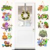 2Pcs Monster Porch Sign Door Banner Monster Theme Party Supplies for Monster Birthday Party Decorations
