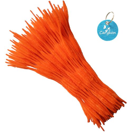 Carykon Pack of 100 Pipe Cleaners Fuzzy Bumpy Chenille Stems for Creative Handmade DIY Art Craft (Orange)