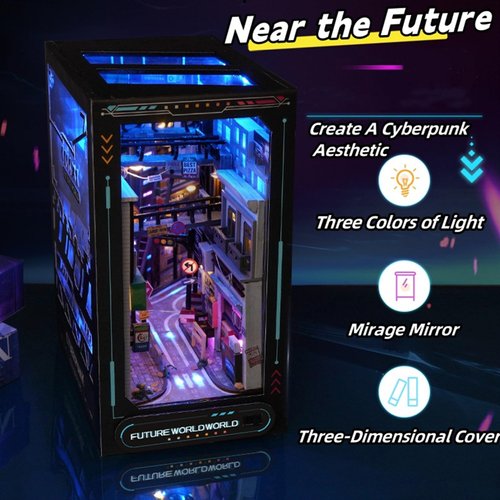 Kisoy Miniature DIY House Kit, Wooden DIY Dollhouse with Furniture for Teens and Adult, Handmade Dollhouse Toy with Furniture and Light for Birthday/Christmas Day(Near The Future)