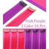 LSKJMO Pink and Purple Wig Pieces Colorful Party Highlights Clip in Coloured Hair Extensions Multicolors Straight Synthetic Hairpieces for Women Kids Girls