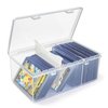 Toploads Storage Box,Trading Card Storage Box with Dividers Plastic Baseball Card Storage Box for 500+ Sports Cards 100+ Top Loads for MTG Magic TCG Yugioh Playing Card Case Holder Organizer