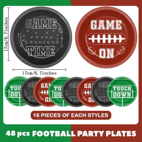 Qyeahkj 48 Pcs Football Party Supplies Football Paper Plates Football Themed Birthday Tableware Set Sports Party Decorations for Sport Game Party Favors Touchdown Party Dinner Plates Dessert Plates