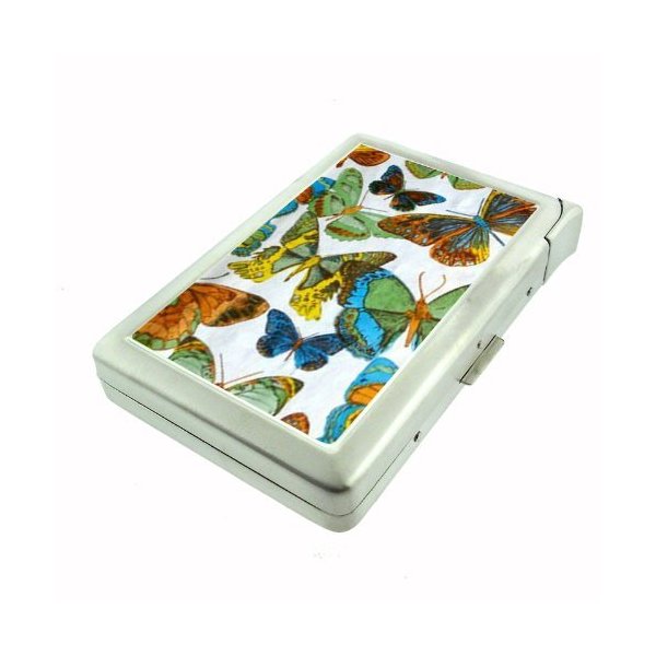 1960s Or 70s Mod Butterflies 1 Double-Sided Cigarette Case with lighter, ID Holder, and Wallet D-304