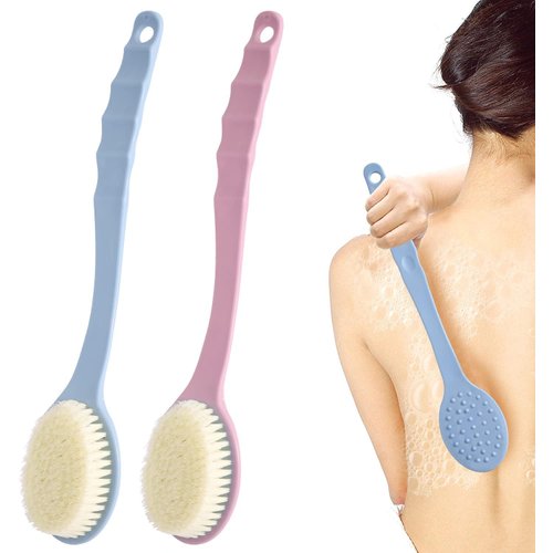 zxbaers Back Brush for Shower, 2 Pack Bath Brush Long Handle with Soft Bristles, Back Scrubbers for Use in Shower Men & Women Body Exfoliating Bath or Dry Brush
