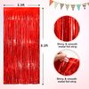 Red Metallic Tinsel Foil Fringe Curtains, 2 Pack 3.3x8.3 Feet Party Streamer for Birthday Party Decorations, Halloween Decor, Foil Curtain for Bachelorette Party
