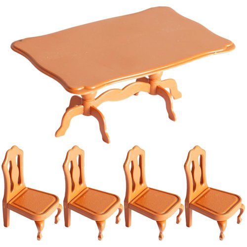 Zerodeko Dollhouse Mini Dining Table and Chairs Set, 1:12 Scale Plastic Dollhouse Furniture Table and Chair Mini Furniture Accessories for Dollhouse Decor