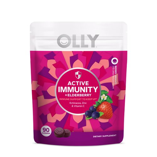OLLY Immunity Gummy, Immune Support, Elderberry, Zinc, Vitamin C, Supplement, Berry - 90 Count