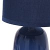 Simple Designs LT1134-NAV 10.04" Tall Traditional Ceramic Thimble Base Bedside Table Desk Lamp w Matching Fabric Shade for Home Decor, Nightstand, Bedroom, Living Room, Entryway, Office, Navy