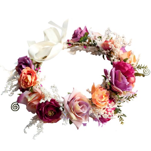 Trepveter Floral Crown Flower Crown Rose Flower Headband Floral Headpiece Halo Boho Maternity Photo Props Wedding Party Prom