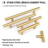 goldenwarm 10 Pack Gold Cabinet Handles Brushed Brass Drawer Pulls Gold Cabinet Pulls 3 inch - LS201GD76 Kitchen Cabinet Door Handles and Knobs Bathroom Bedroom Furniture Handles Stainless Steel