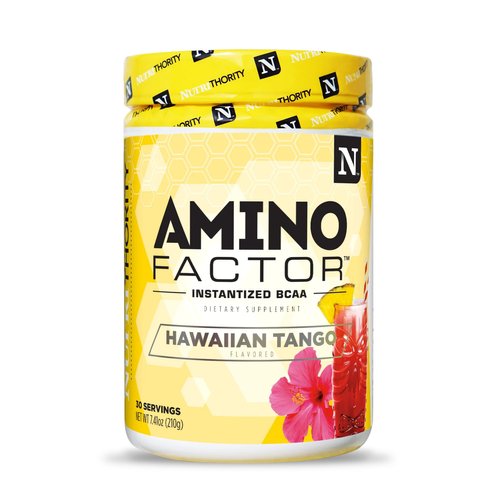 Nutrithority Amino Factor Instantized BCAAs, Hawaiian Tango, 30 Servings - Sugar Free Branched Chain Amino Acids Intra & Post Workout Drink - Improve Muscle Recovery & Hydration