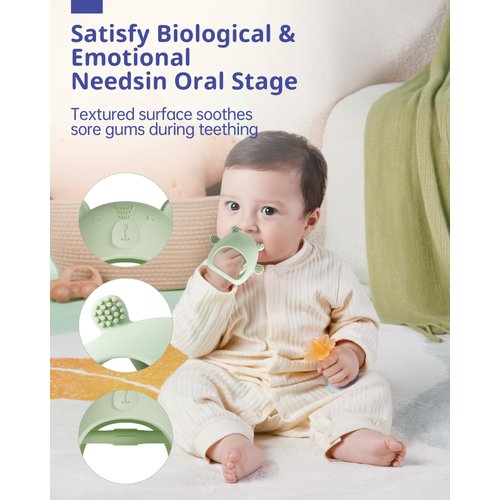 3 Packs Baby Teether for 0-6 6-12 Months, Food Grade Silicone Bear Baby Teething Mittens for Sucking Needs Sensory Exploration, BPA Free