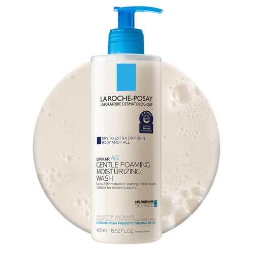 La Roche-Posay Lipikar AP+ Gentle Foaming Moisturizing Wash | Shea Butter + Niacinamide + Glycerin | Moisturizing Body Wash & Face Wash For Dry Skin | National Eczema Association Accepted | Soap Free