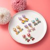 Clip on Earrings for Girls, 10 Pairs Kids Clip on Earrings, Cute Toddler Earrings Party Favor, Dangle Stick on Earrings for Little Girls Pretend Princess Play Jewelry Set