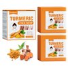 2Pcs Natural Turmeric Soap Bar for Face & Body, Turmeric Skin Brightening Soap for Dark Spots, Underarms & intimate area, Turmeric Face Wash Soap Reduces Acne, Fades Scars, Smooth & Cleanses Skin