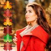 6 Pcs Maple Leaf Faux Leather Hair Pins and Barrettes - Autumn Colorful Leaves Hair Accessories for Women
