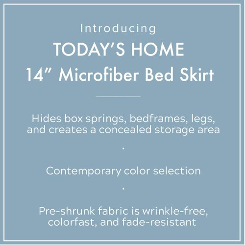 TODAY'S HOME Classic Tailored, Microfiber, 14" Drop Length Bed Skirt Dust Ruffle, Full, Black