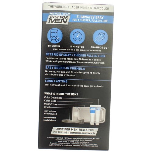 Just For Men Mustache & Beard Brush-In Color Gel Medium-Dark Brown M-40-1 ea, Pack of 6