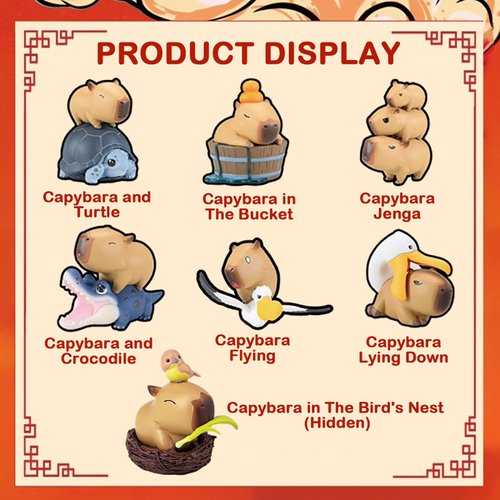BEEMAI Capybara Series 6PCs (Set of 6 No Repeat) Blind Box Figures, Random Design Cute Figures Collectible Toys Birthday Gifts